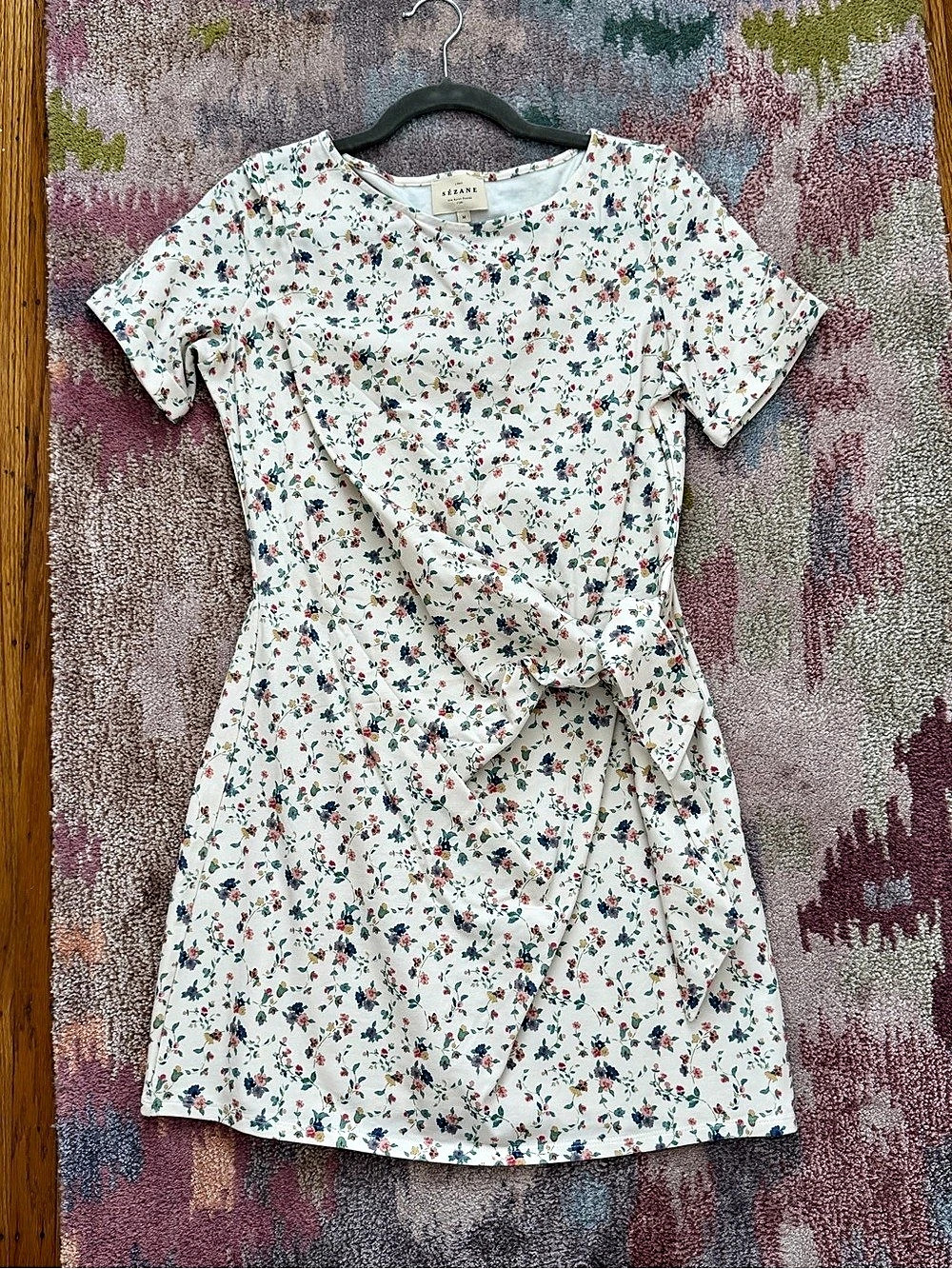 Sézane Pippa Short Floral Mini Dress White & Multicolor Medium